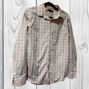 Men's Plaid Button-Up Shirt Long Sleeve non-iron tailored slim fit M 15-15 1/2